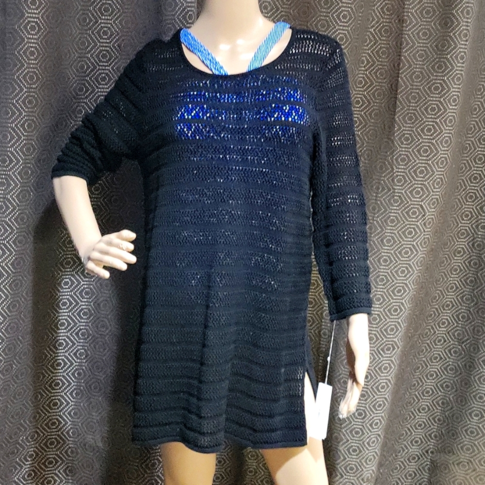NWT Belford black open weave tunic top or cover up